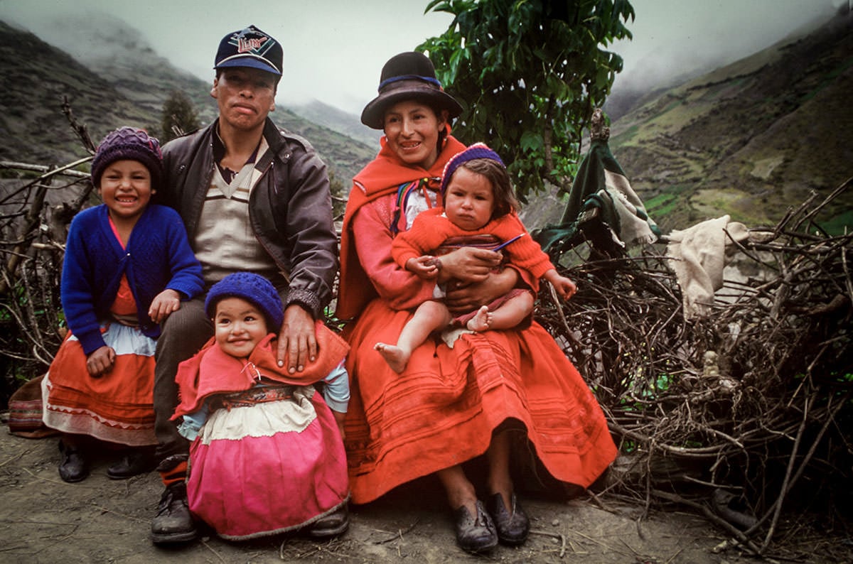 Marcos Rafaelo Ccente, 33, was pictured outside his Carhuahurán home in 1997 with his wife, Juana, 30, and three of his four children: Elizabeth, 6; Ortencia, 4; and Yover, 18 months (oldest daughter Silvia was off tending sheep). At the time, Marcos helped facilitate child sponsorship and served as a World Vision-trained health promoter.
