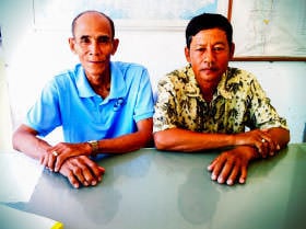 Commune chiefs Sarom Ye, sitting to the left of commune chief Chrin Voeurn Commune chiefs Sarom Ye, sitting to the left of commune chief Chrin Voeurn
