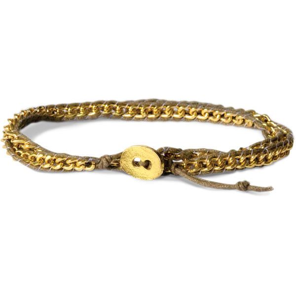 "The Tie that Binds" gold tone and taupe cotton wrap bracelet by Meagan Good