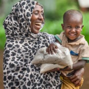 woman holding little boy