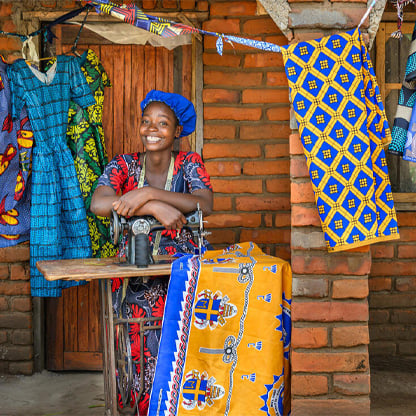 woman sitting at her business
