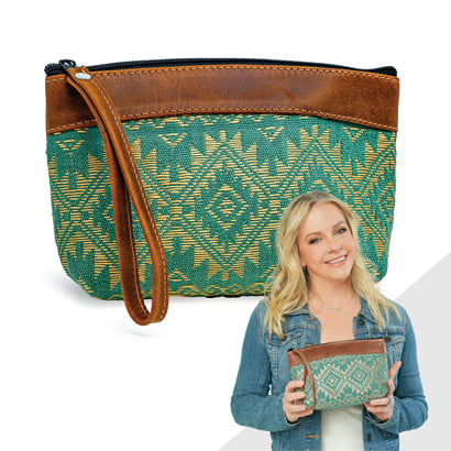 "Faithfully Woven" travel pouch featured by Melissa Joan Hart