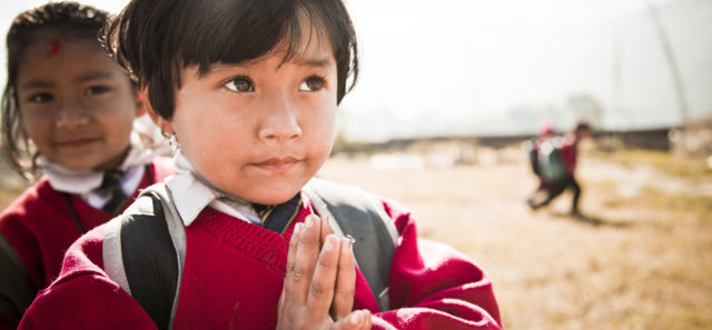 Girl in school uniform in Nepal