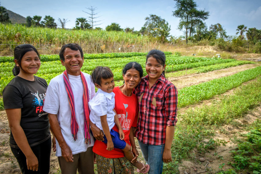 Sok Ouk’s family was hungry and in debt. World Vision sponsorship and other programs helped transform them into shining examples of what God can do.