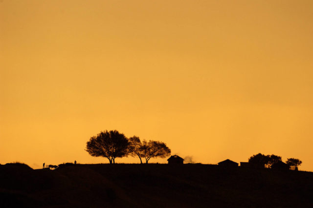 A South African village at sunset