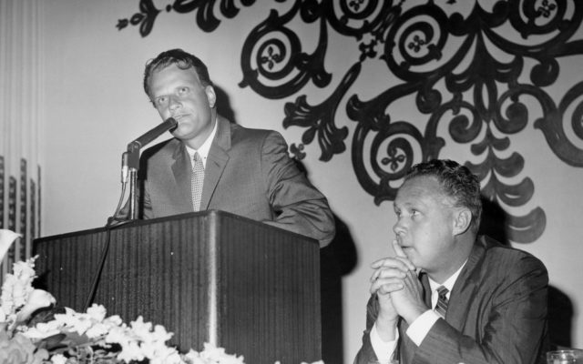 Billy Graham (left) played an important role in the early years of World Vision. Alongside World Vision’s founder Bob Pierce (right), he visited children’s homes and preached to U.S. troops in Korea and later served as chair of the World Vision board.
