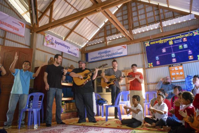 Members of the Christian rock band, Big Daddy Weave, visit the Children's and Youth Club in the Leuk Daek area program.