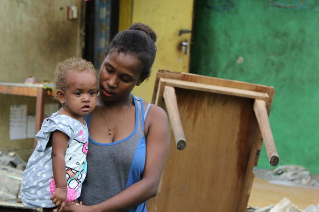 Solomon Islands 2016 earthquake drove mother and 1-year-old baby from their home.