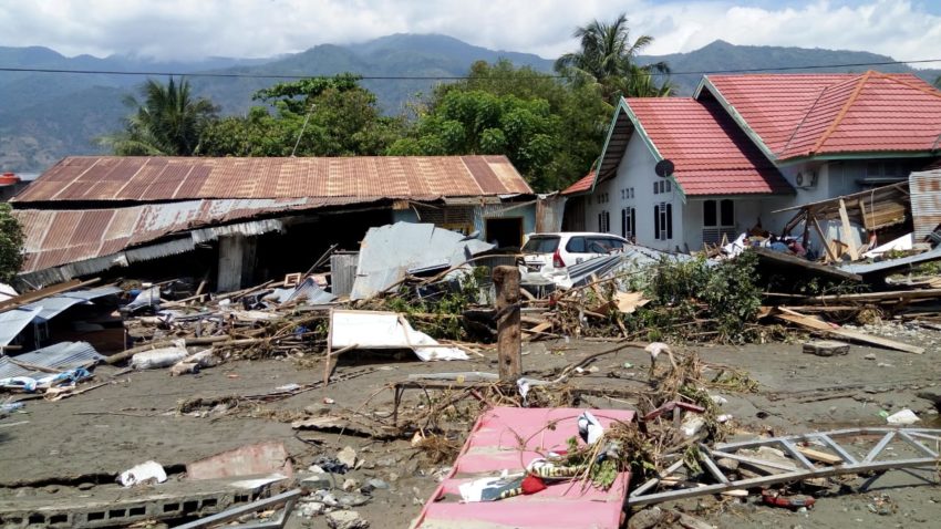 Scene of earthquake destruction in Indonesia.