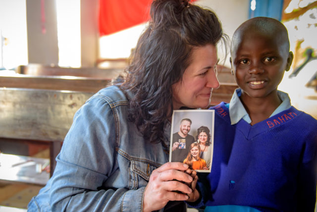 Jeanne Stevens and the child who chose her as her sponsor