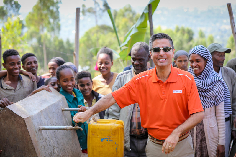 World Vision U.S. President and CEO Edgar Sandoval Sr. visits the Well of Prayer in Ethiopia.