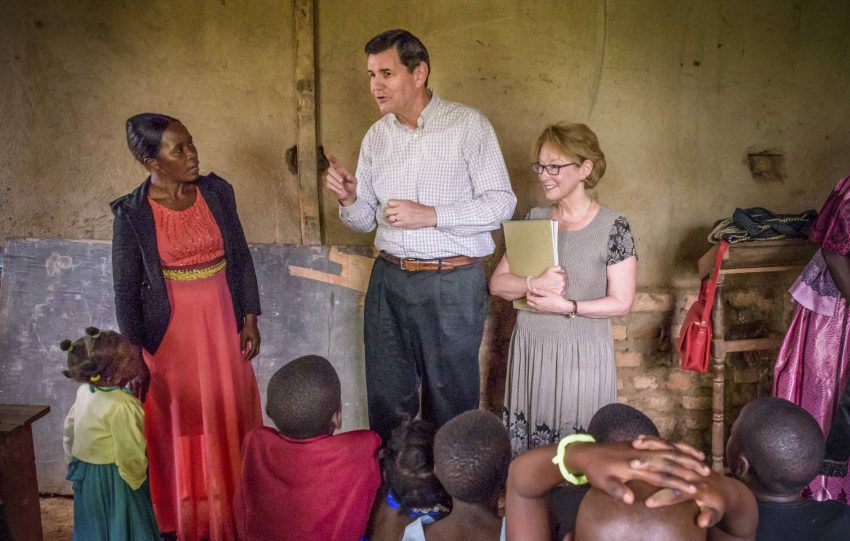 Laura and Robert Abernathy teach Sunday school in Uganda during a 2016 visit.