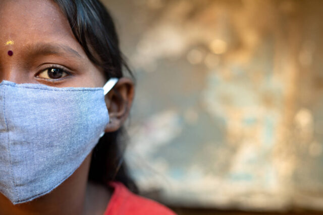 A girl who lives in a community in India where World Vision is helping to provide protection and support in response to the COVID-19 pandemic.