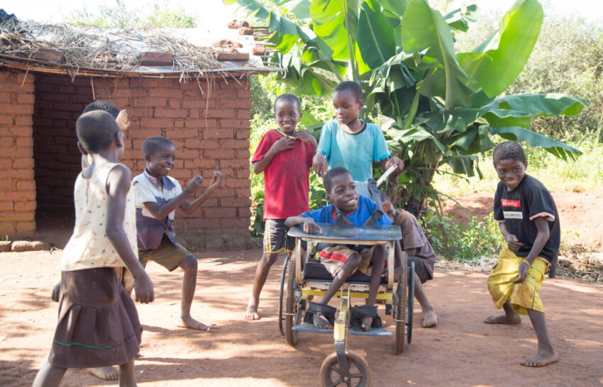 Wheelchairs like the one Mphatso sits in are part of World Vision’s disability inclusion work to help all kids experience fullness of life.