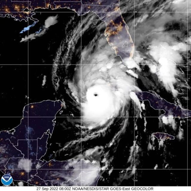 Satellite image shows Hurricane Ian on its path to Florida.