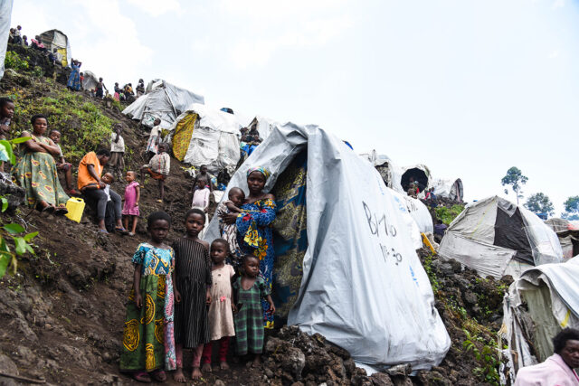 Children at an internally displaced camp in DRC. World Vision 2025.