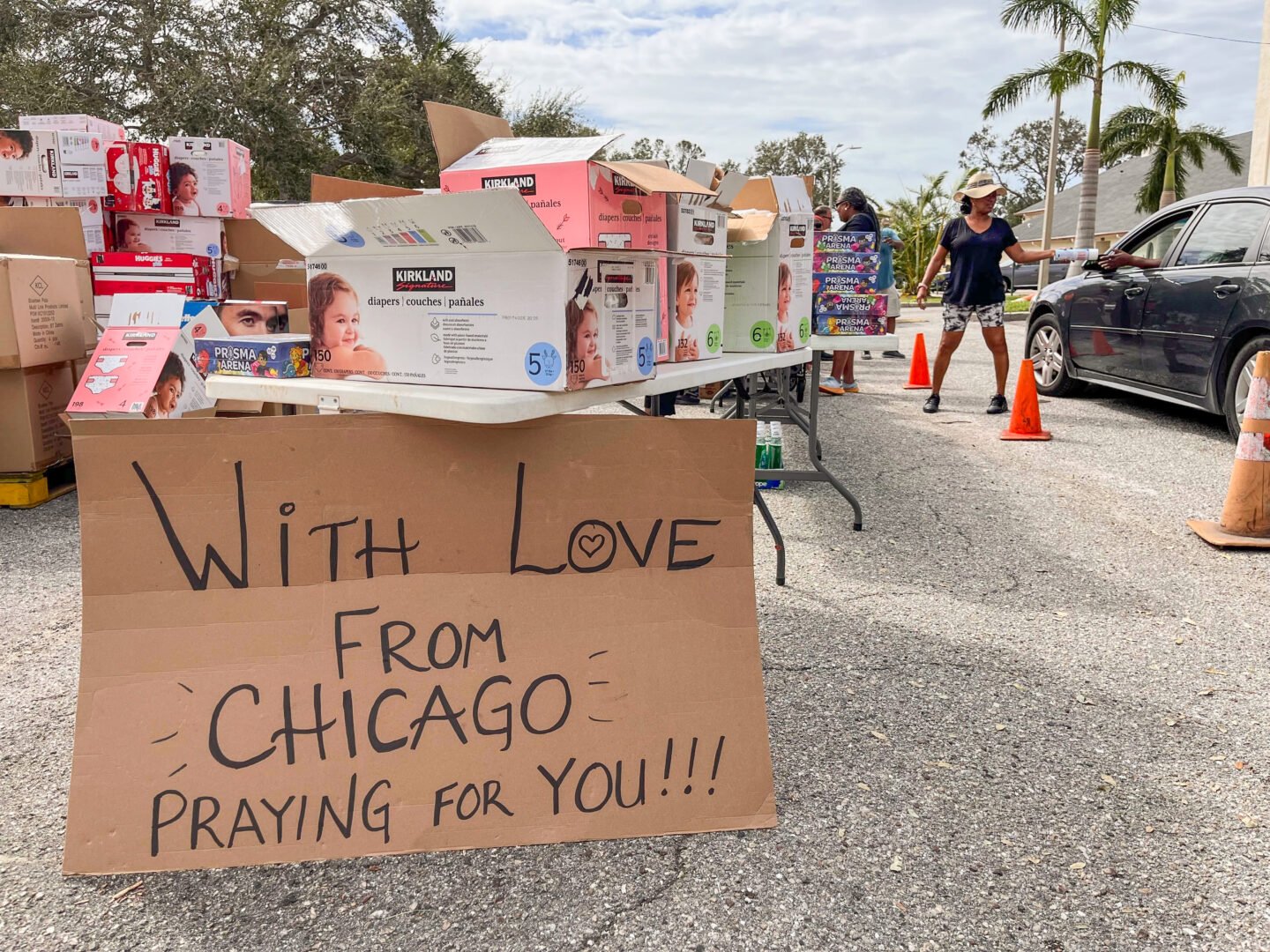 Relief supplies from World Vision arrive in a community impacted by Hurricane Milton