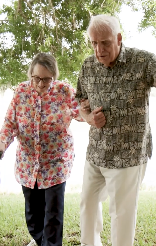 older people linking arms