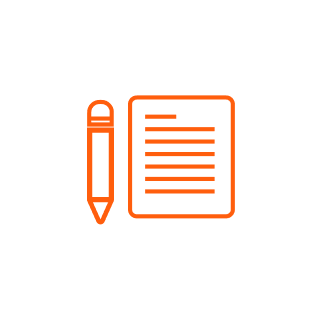 circle icon with pencil and paper