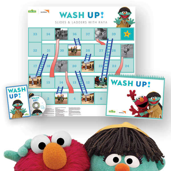 The Sesame Street™ WASH UP! Kit features Elmo and Sesame’s lovable new Muppet™ Raya.