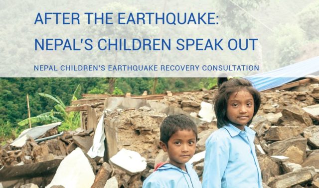 Cover of the report 'After the Earthquake: Nepal's children speak out
