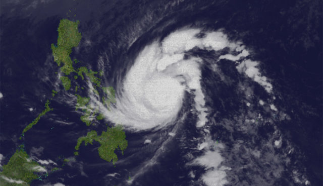 A still from a time-lapse satellite image of Typhoon Hagupit, courtesy of CYCLOCANE, shows its approach to the Philippines.