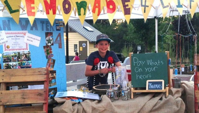 Tyler Brunst is a kid with big dreams of bringing clean water to communities in Africa. He's raising money by selling lemonade and bracelets.