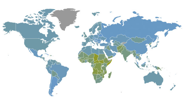 World Human Rights Day - color coded map of the world showing best and worst places to be a child ©2016 World Vision